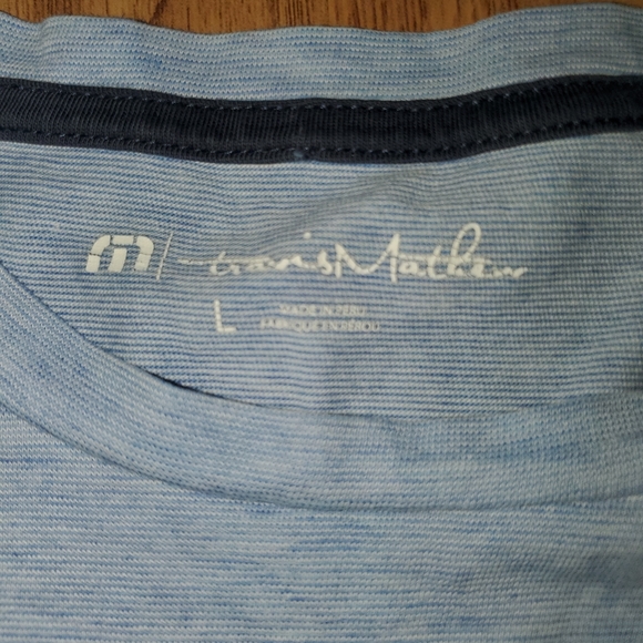 Travis Mathew T-Shirt Blue Front Pocket Size Large Golf - Picture 3 of 6